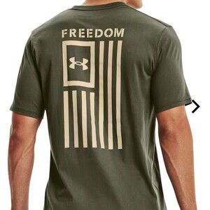 Under Armour UA Freedom Flag Graphic T-Shirt Men's M Green HeatGear Crew